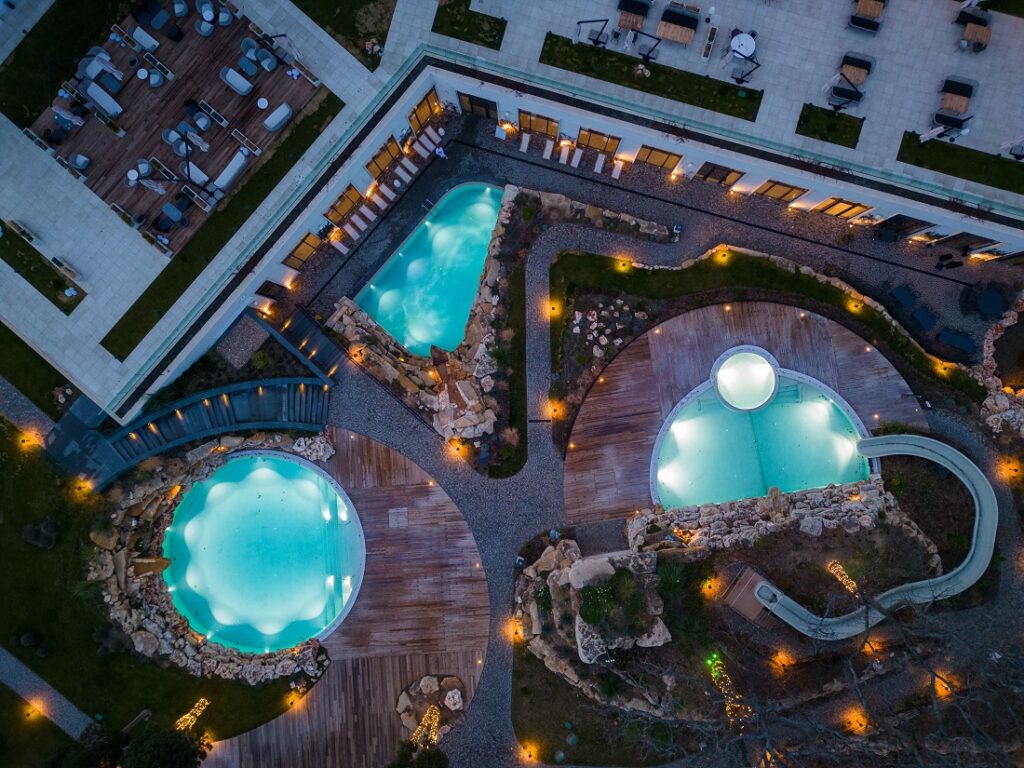 Aerial View of Pools in Spa Center